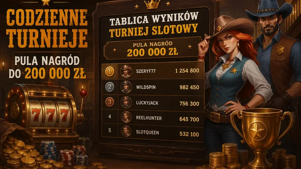 Tablica wyników turnieju slotowego z pulą nagród