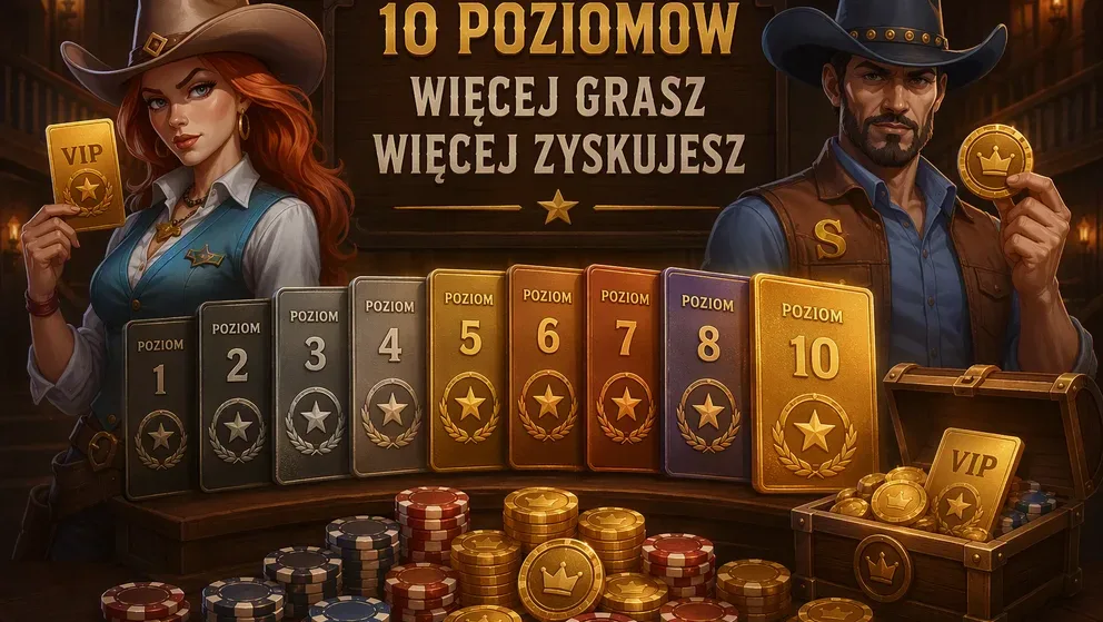 Złote karty lojalnościowe i żetony kasyna na poziomach